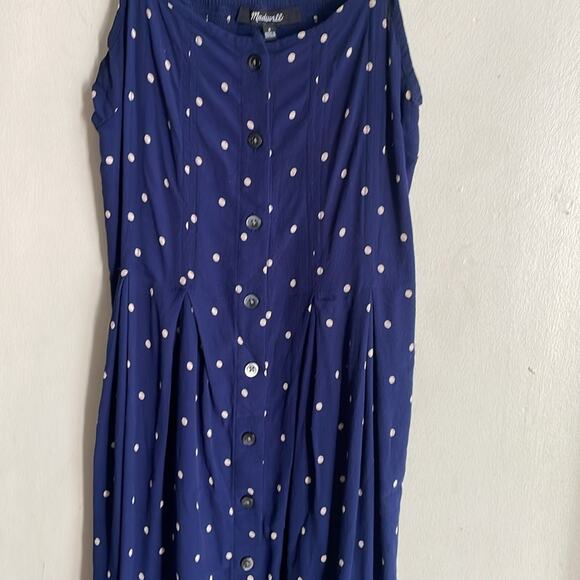 Madewell Ruffle-Strap Button-Front Dress in Polka Dot - Picture 4 of 16